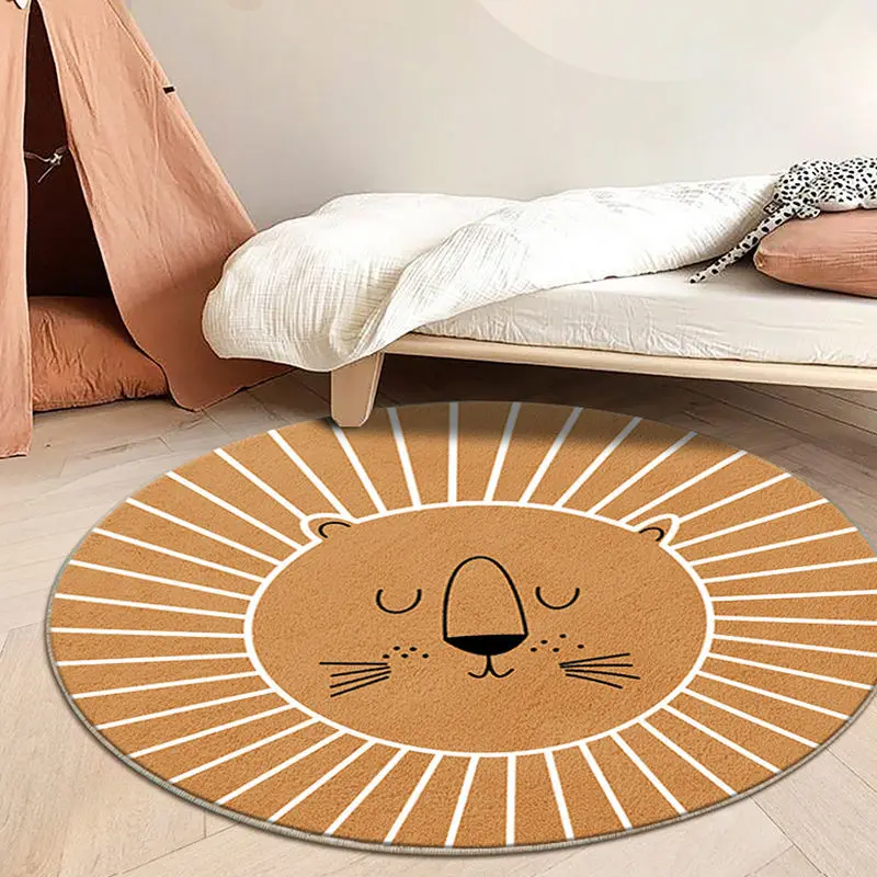 Imitation Cashmere Thick Fat Tiger Cartoon Lion Floor Mat Bedroom Bedside Carpet Absorbent Bathroom Non-Slip Area Rug Playmats
