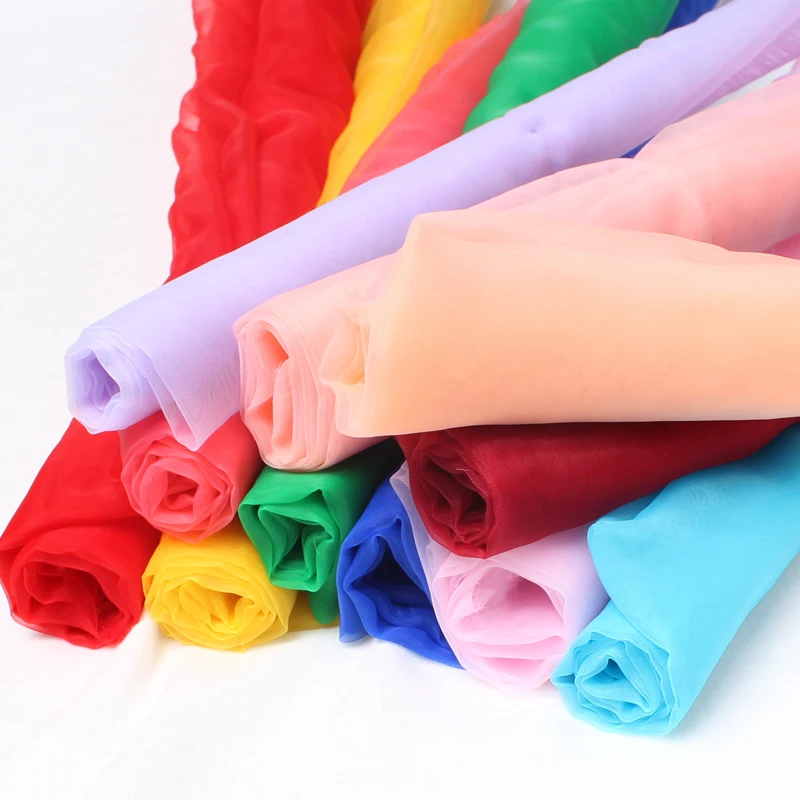 

Organza Fabric Wedding Dress Fluffy Skirt Transparent Curtains Headdress Stage Performance Apparel DIY Fashion Material Cloth