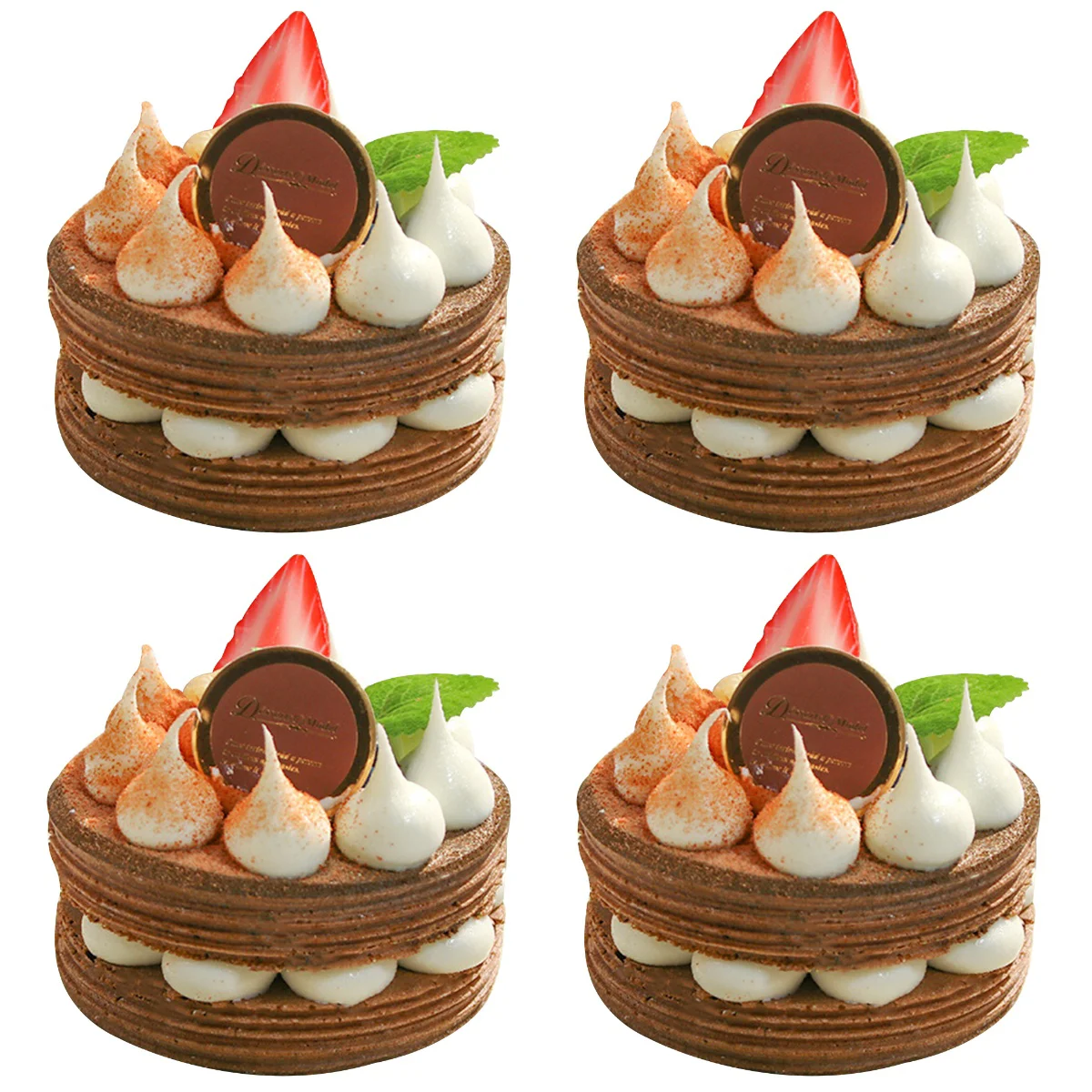 

4 PCS Simulation Cake Household Decor Fake Cake Model Desktop Cake Model Fake Chocolate Cake Pu Fake Cake Artificial Cake Model
