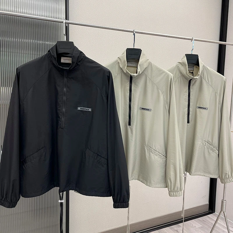 

ESSENTIALS Jacket Oversize Casual Zipper Men Women 1:1 Essentials Windbreaker