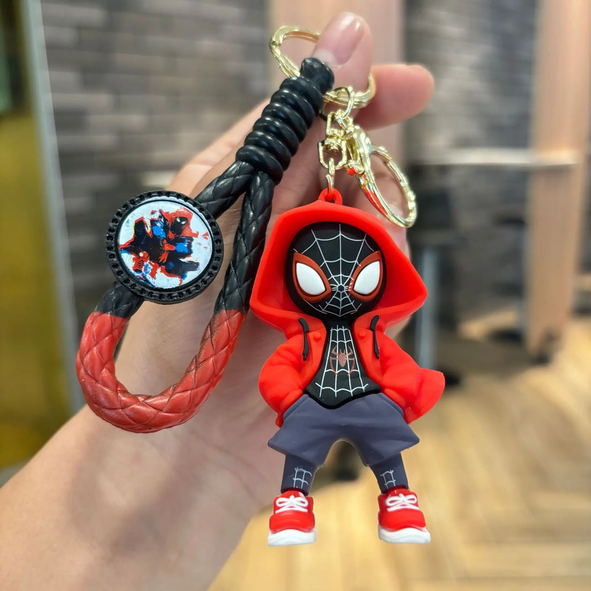 Фото Брелок Marvel Spider-Man: Фигурка Человека-паука, аниме-брелок, подвеска для рюкзака/школьной сумки, брелок для ключей от машины, детская модель-игрушка №3
