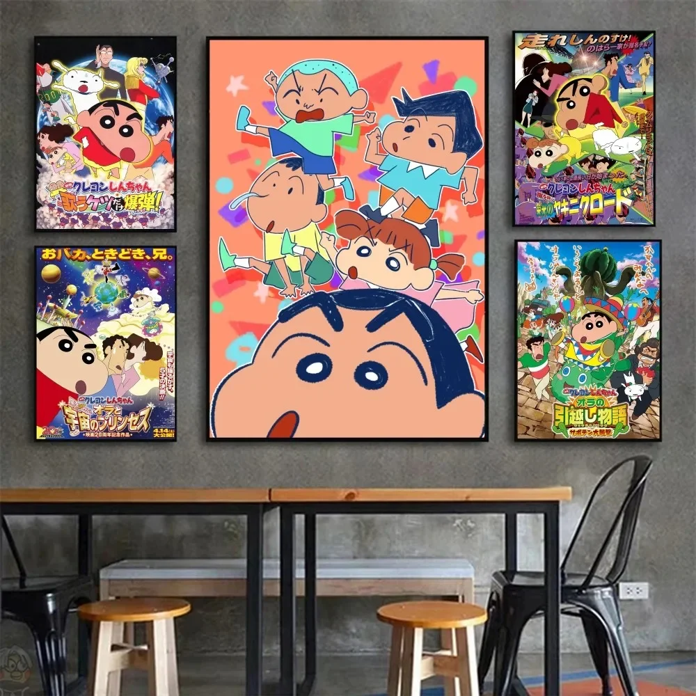Crayon Shin-chan Аниме Постер Фильма Наклейка Kawaii Hd Настенная Художественная Для Декора
