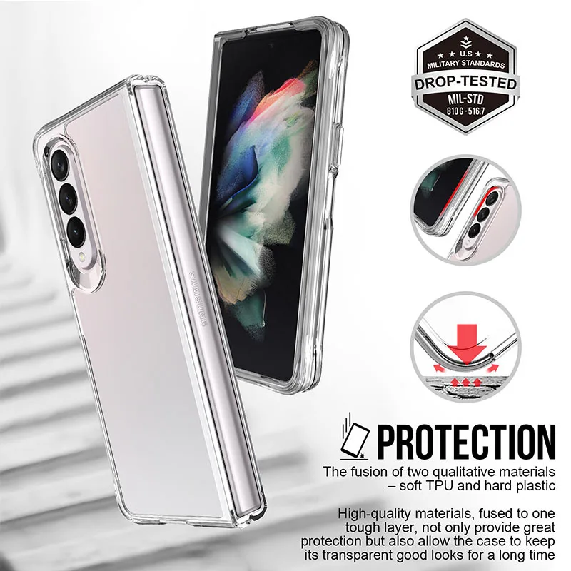 

Pure Crystal Case for Samsung Galaxy Z Fold3 Phone Case Drop-Resistant Transparent Protective Case Galaxy Folding Hard Cover