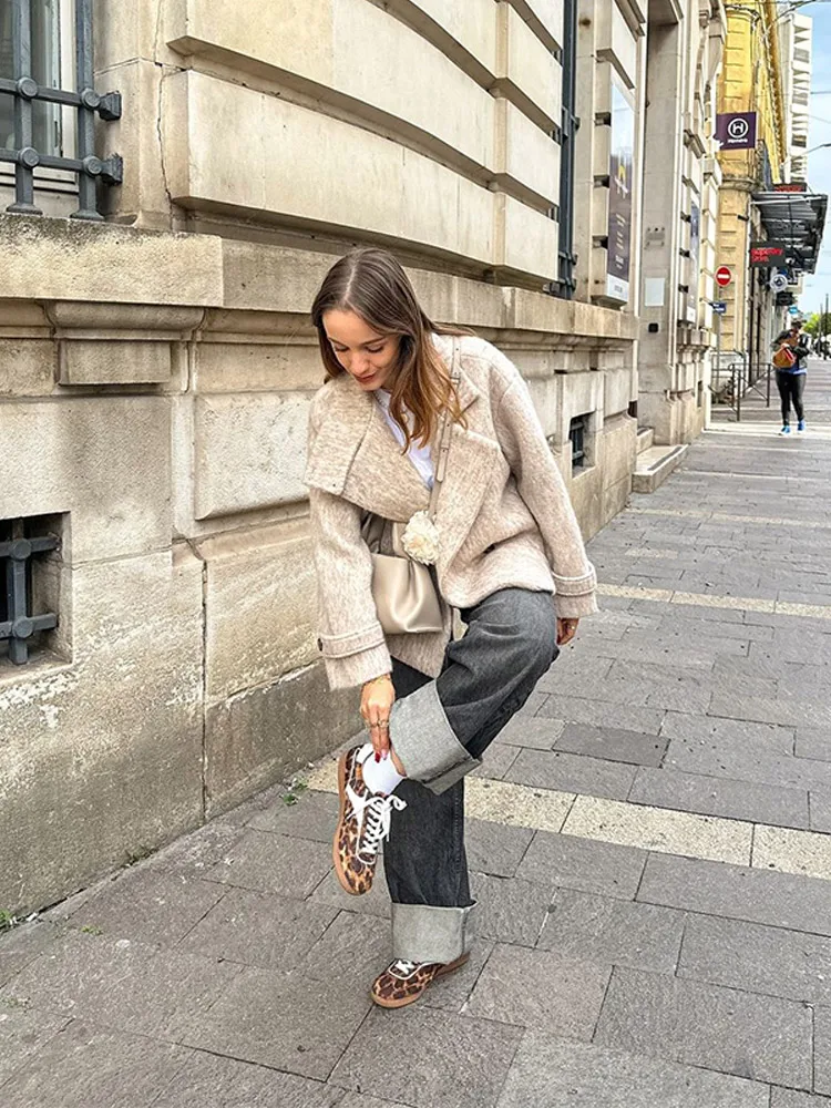 2024 универсальное теплое женское пальто с воротником лацканами однобортное