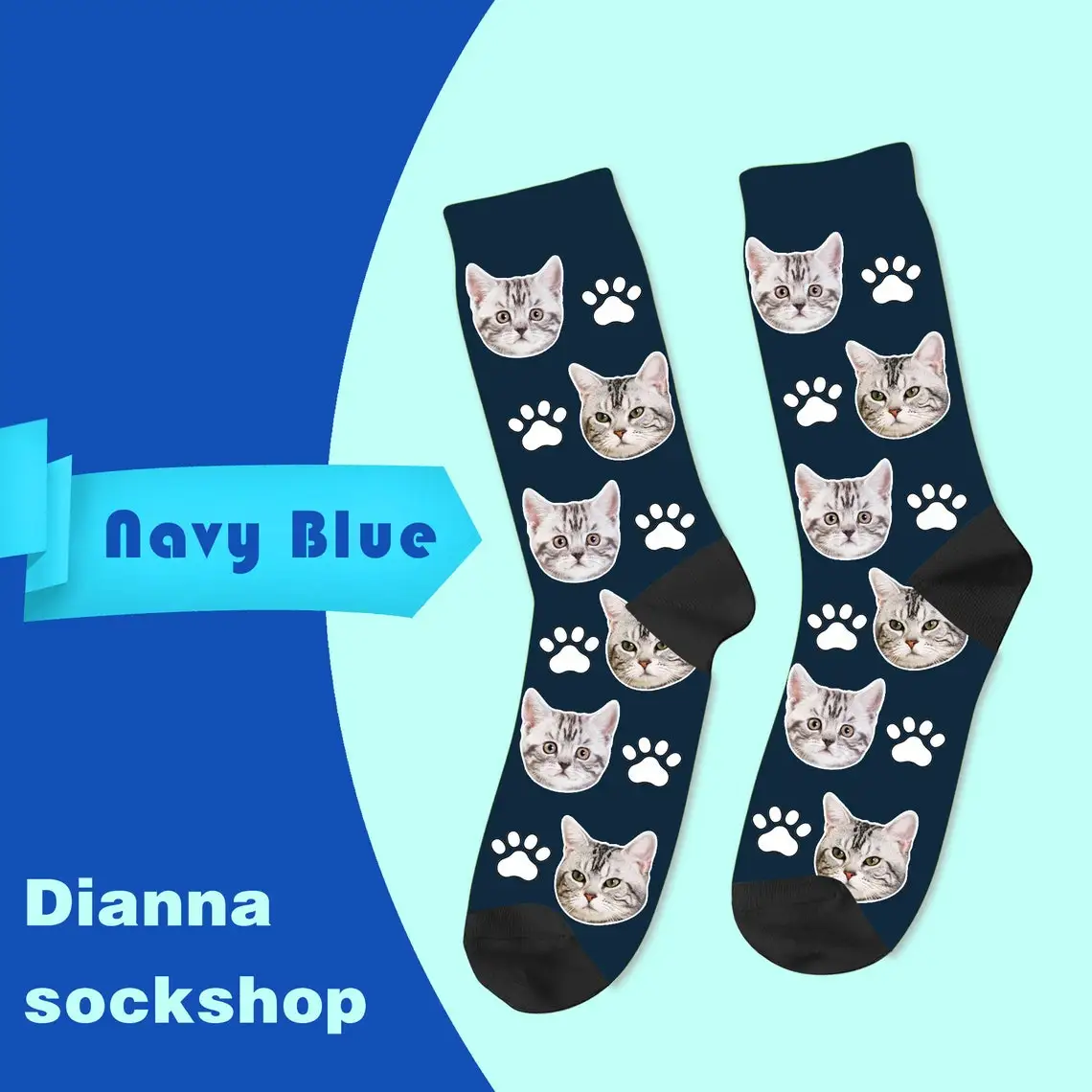 Personalized Custom Sock For Cat Lovers Animal Photo Pet Cat Kitten Socks Cat Lover Cute Funny Long Socks Men Women Gifts
