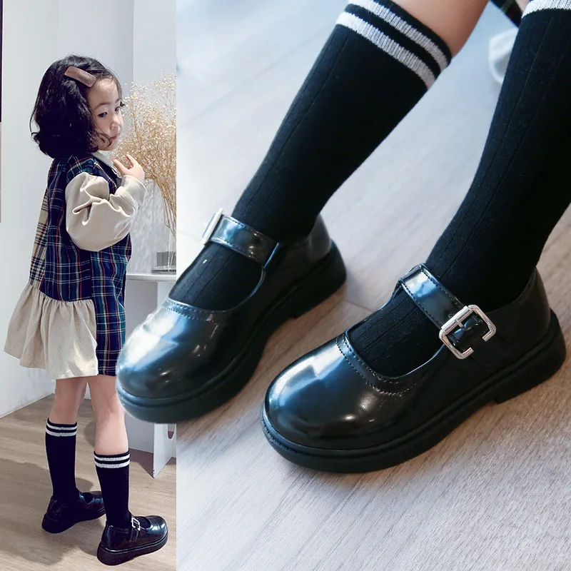 

Children's Leather Shoes Spring New British Style Girls' Princess Shoes Little Square Mouth Performance Shoes Single Shoes