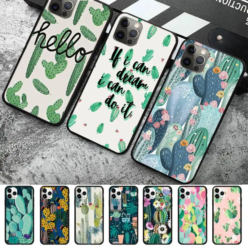 

FHNBLJ Plant Cactus Phone Case for iPhone 11 12 13 Mini Pro Max 8 7 6 6S Plus X 5 SE 2020 XR XS Funda Case