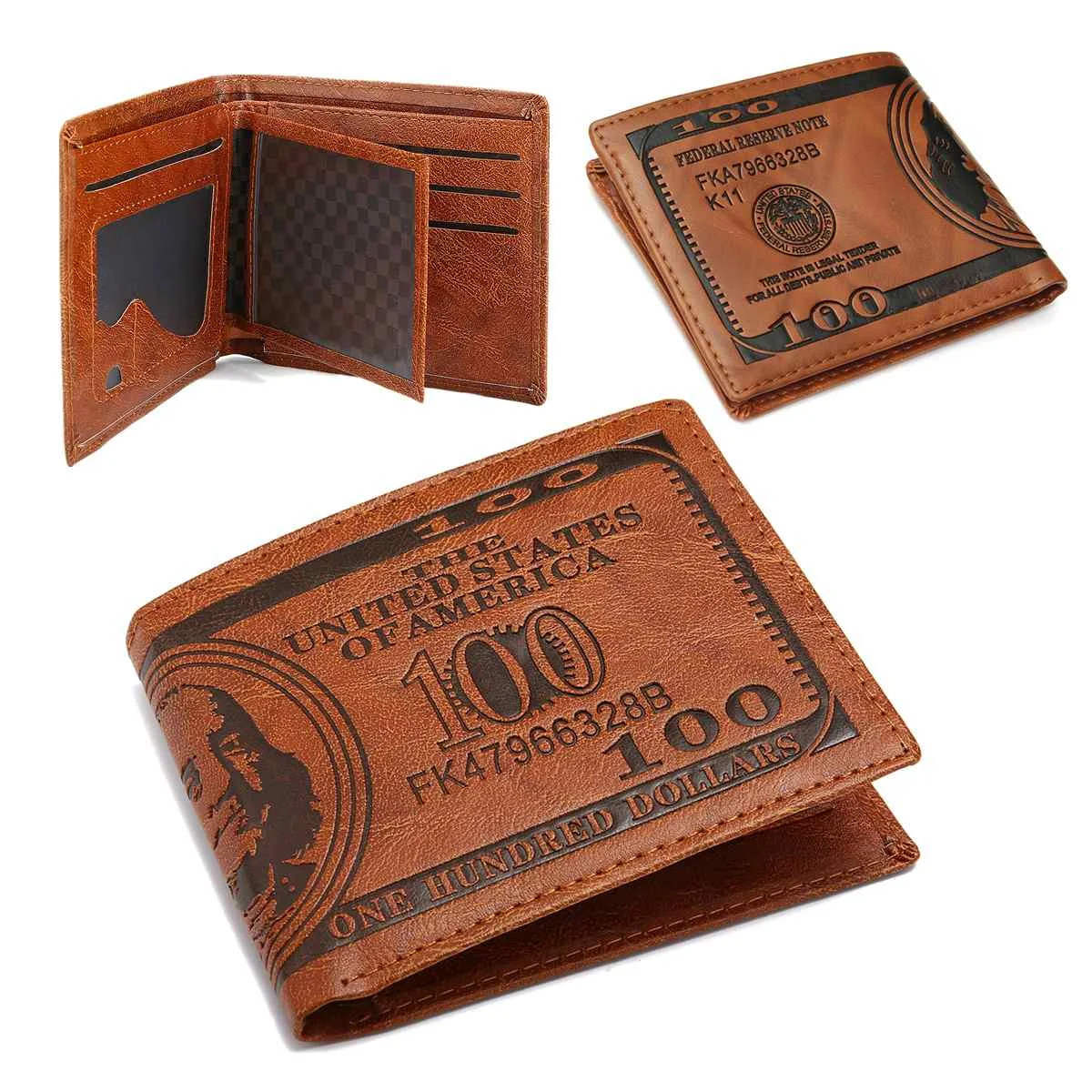 

Men Wallet US Dollar Bill Wallet PU Leather Brown Bifold Credit Card Holder Vintage Men's Wallet Purse With Coin Pocket For Male