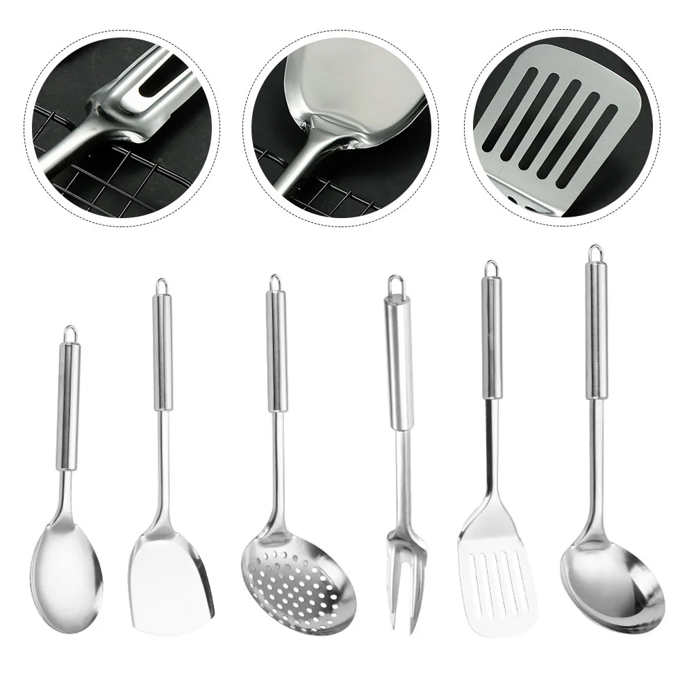 

Utensils Set Kitchen Cooking Spatula Slotted Spoon Scoop Stainless Kit Wok Turner Pan Metal Utensil Steel Skimmer Cookware
