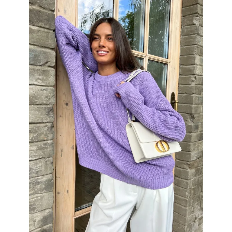 

women's sweaters round neck loose solid color explosions in autumn and winter European and American women sweaters women.