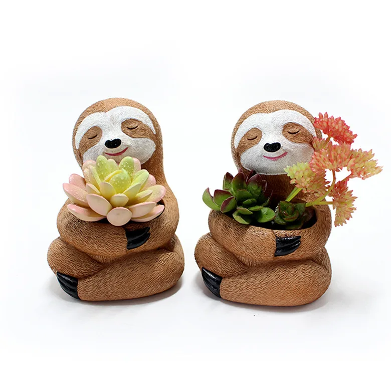 

Декор для комнаты, новинка, цветочный горшок для ленивей, украшения, креативные искусственные украшения из смолы, Настольная зеленая фотогр...