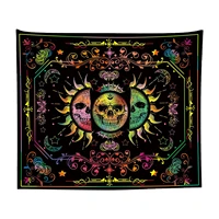 blacklight tapestry sun tapestry for bedroom aesthetic uv reactive skull tapestry wall hangings psychedelic black light skeleton