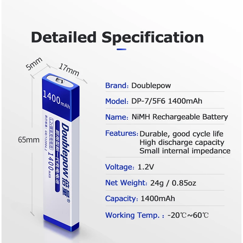 Фото 10 шт. NiMH-аккумуляторы 1.2V 1400mAh 7/5F6 для Sony Walkman CD MD Player, сменные батареи №3