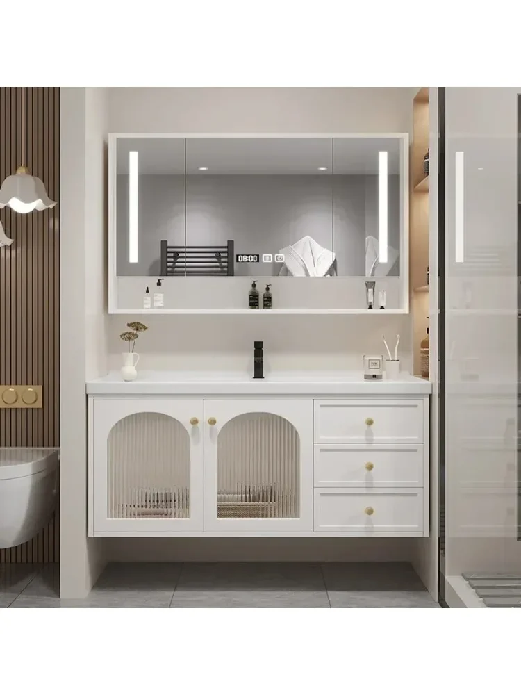 Зеркальный шкаф для ванной комнаты встроенная раковина из шиферной керамики