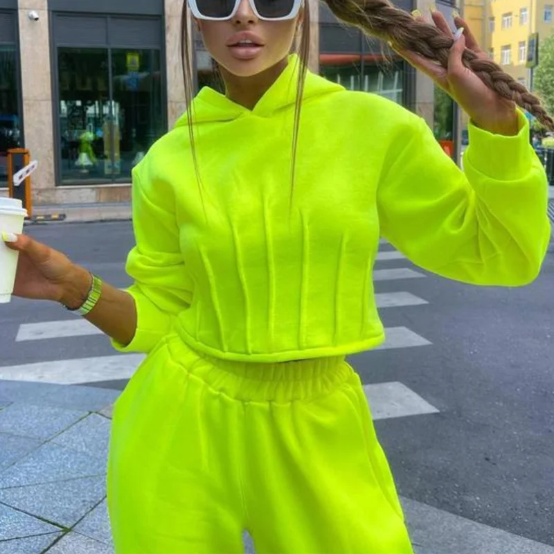 

2022 Casual Hooded Long Sleeve Sweatshirt + Trousers Suit Women Tracksuits Two Piece Set Fashion Sexy Design Back Tie-Up Outfits