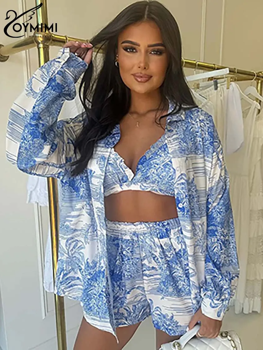 Oymimi повседневный женский комплект из 2 предметов с белым принтом модные