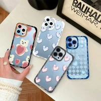 colorful cute love heart case for iphone 13 pro max 12 11 x xs xr 7 8 plus se2020 fashion transparent soft shockproof cover