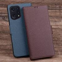 hot sales luxury genuine leather flip phone case for for oppo find x5 pro leather half pack phone cover procases shockproof