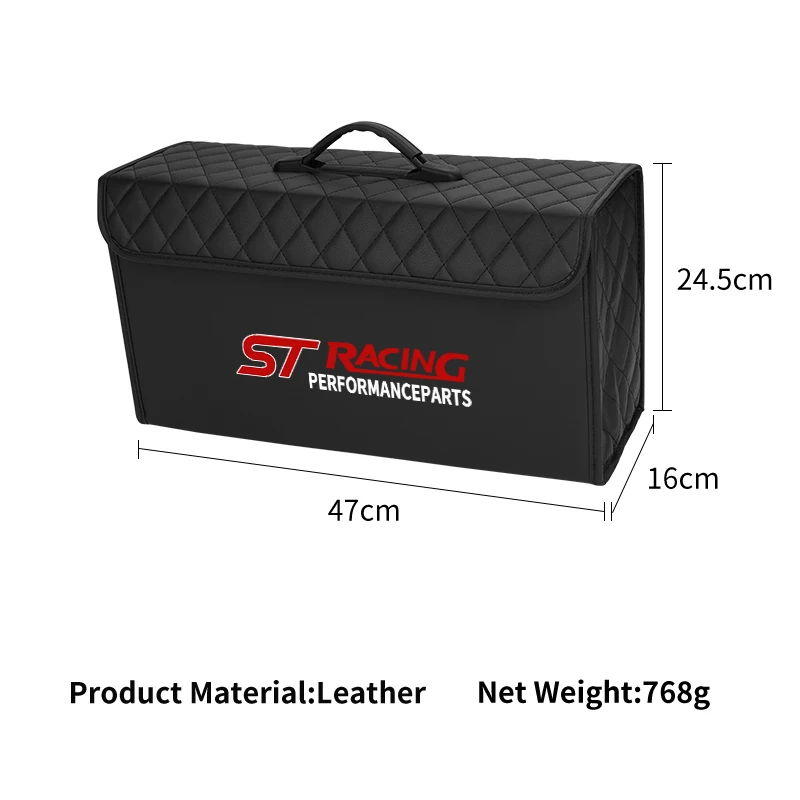 Car Trunk Organizer Leather Foldable Long Storage Box For ST Racing Fiesta Focus mk2 mk3 Ranger Mondeo S-MAX Kuga Escort KA Flex