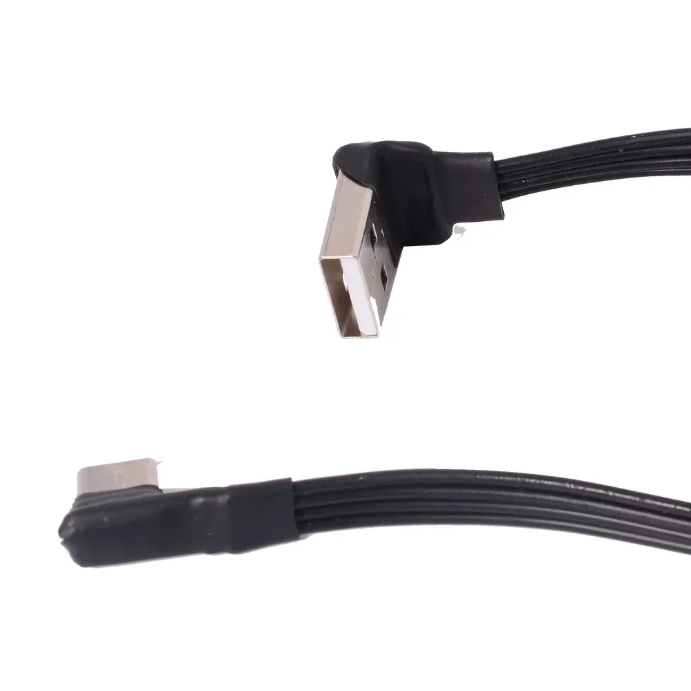 USB 2.0 Male Up &amp Down Left Right Angled 90 Degree to Type-C Elbow Charging Data Cable Short Extension Flat Soft Wire 5cm