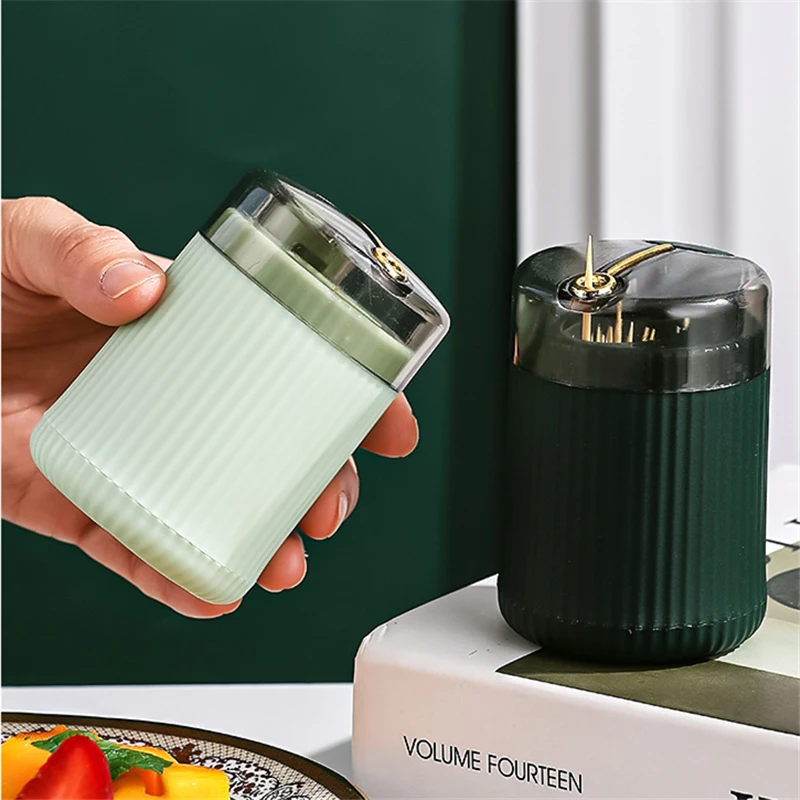 

Creative Push Automatic Eject Toothpick Holder Portable PP Toothpick Dispenser Container Table Toothpick Storage Box Home Gadget