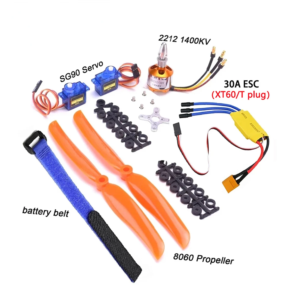 

A2212 2212 1400KV Brushless Motor 30A ESC Motor SG90 9G Micro Servo 8060 Propeller for RC Fixed Wing Plane Helicopter