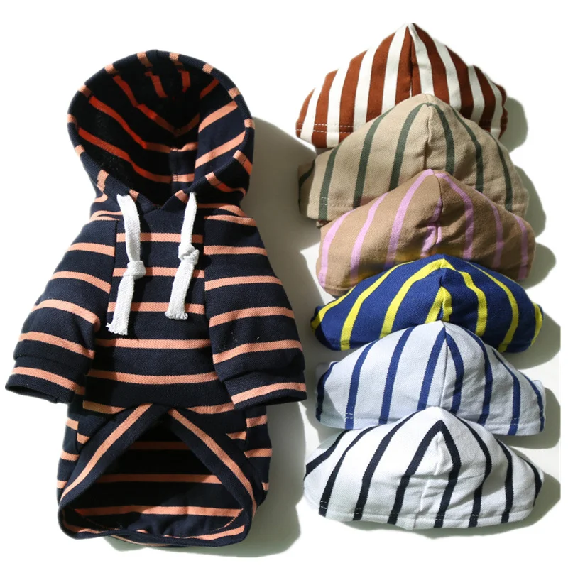 

Spring Summer Dog Clothes Pet Matching Clothing for Dogs Coat Jacket Stripe Dog Hoodies French Bulldog Clothes for Dogs Clothing