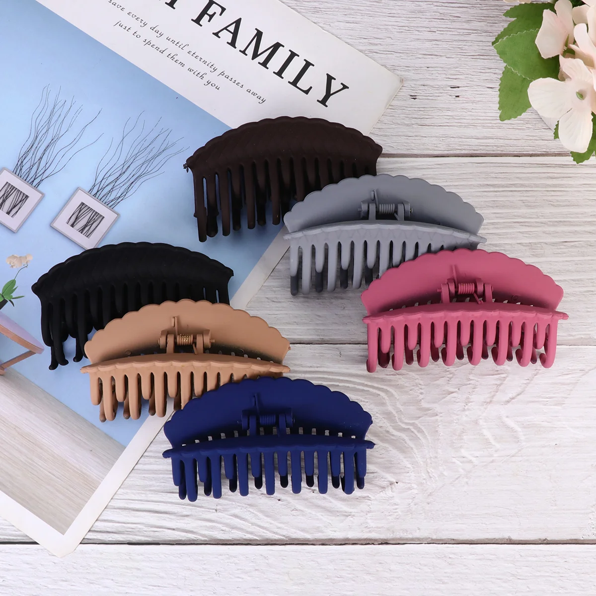 

6Pcs Matt Double-Tooth Gripper Hair Claw Clips Large Jaw Dense Hair Accessories Hairpin Barrette Plastic Hair Claws Headwear