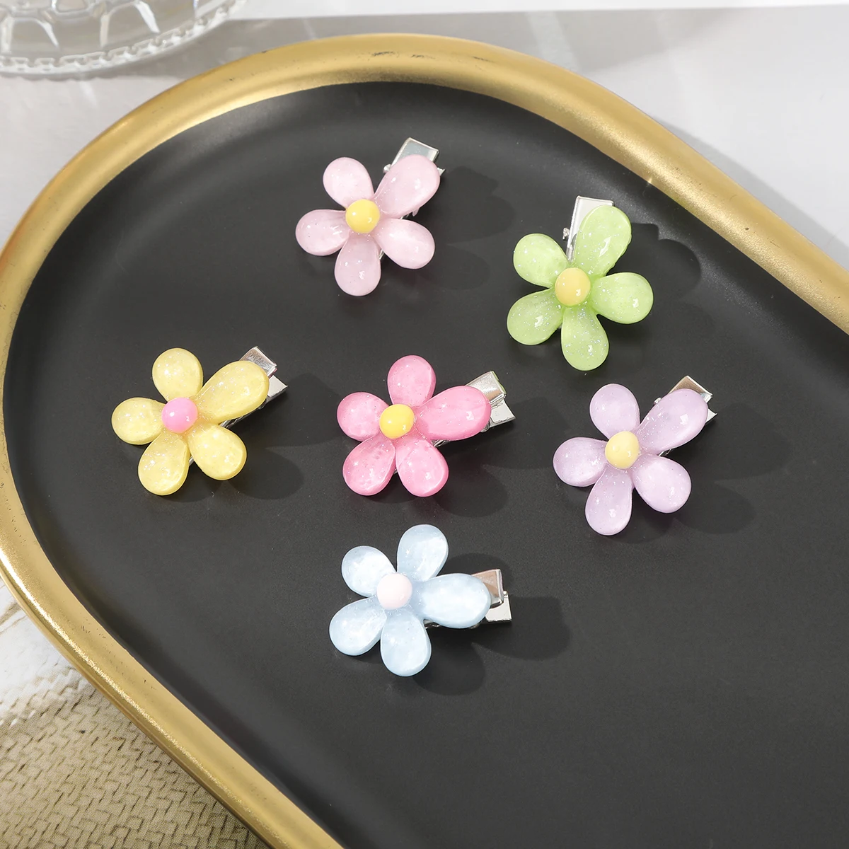 5/6 шт./комплект заколки для волос с цветами