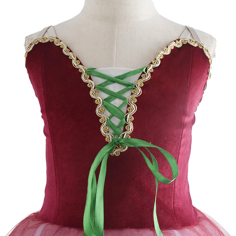 Профессиональная балетная романтическая пачка длинная юбка черное красное