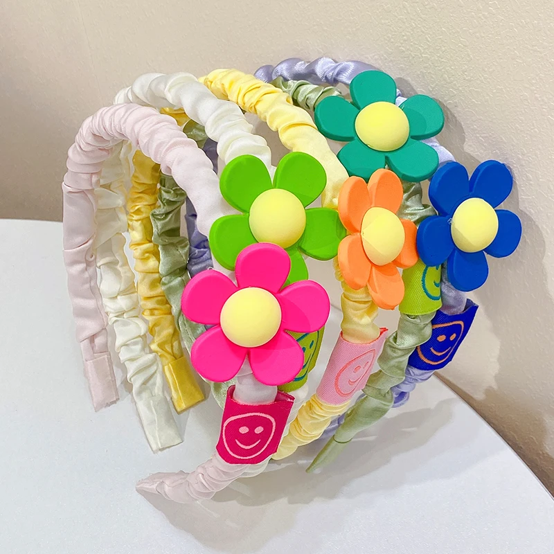 

Ободок для волос с цветами Женский, милый бандаж со складками, украшение для волос, модные аксессуары для волос