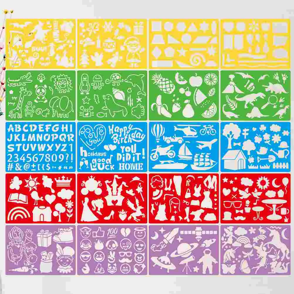 

20pcs Drawing Stencils Hollow Painting Templates Plastic English Letters Numbers Templates