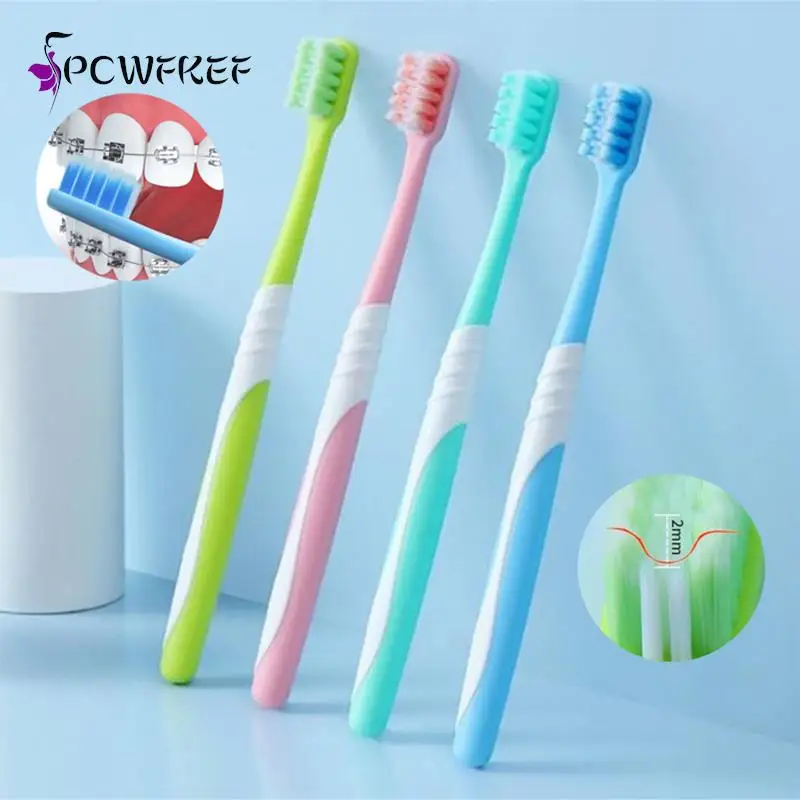 

1pc Concave Soft Bristle Orthodontic Toothbrush Portable Travel Brush Bristle Teeth Deep Cleaning Dental Oral Care