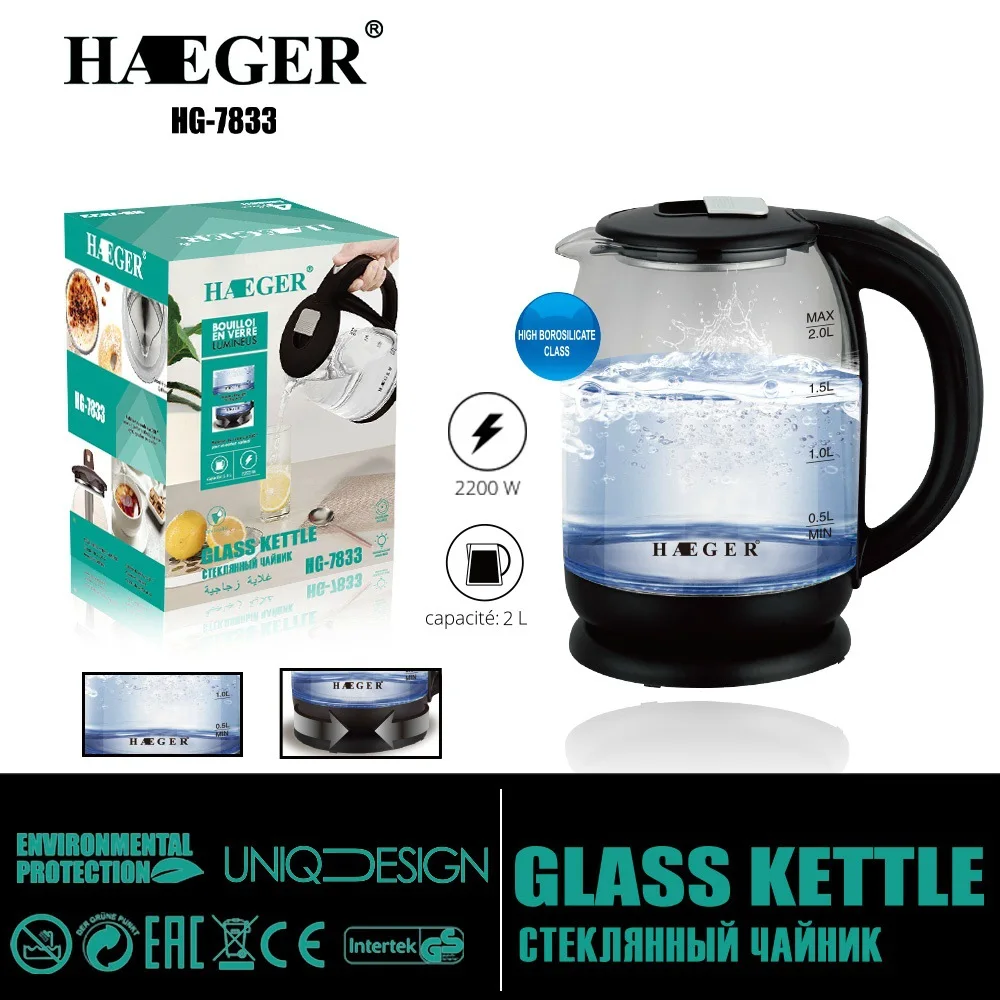 

Water Bottl Electric Kettle 220V 2000W Electric Water Heater 2L Smart Kettle Perborate Glass Stainless Steel Kitchen Appliances