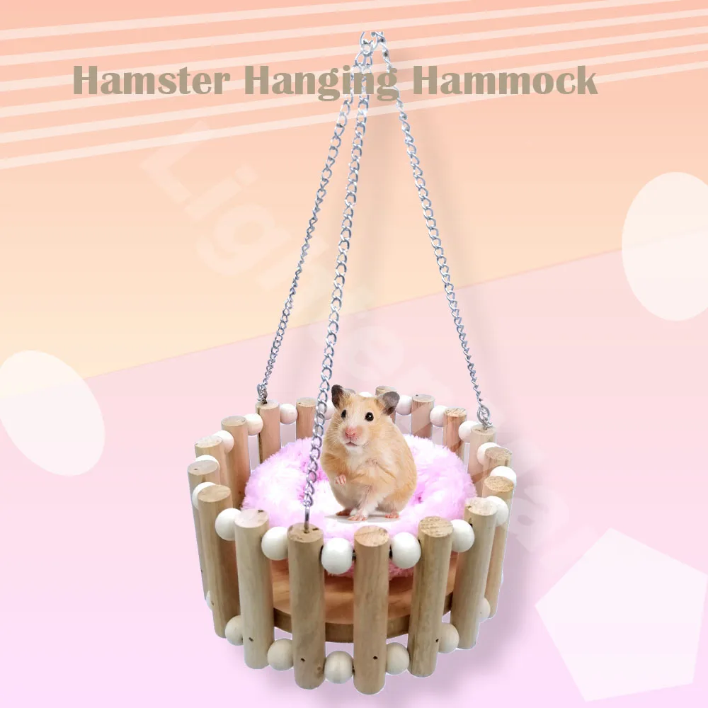 Wooden Hamster Hammock Hanging Bed House Nest Shed Guinea Pig Chinchilla Room Nest Cage