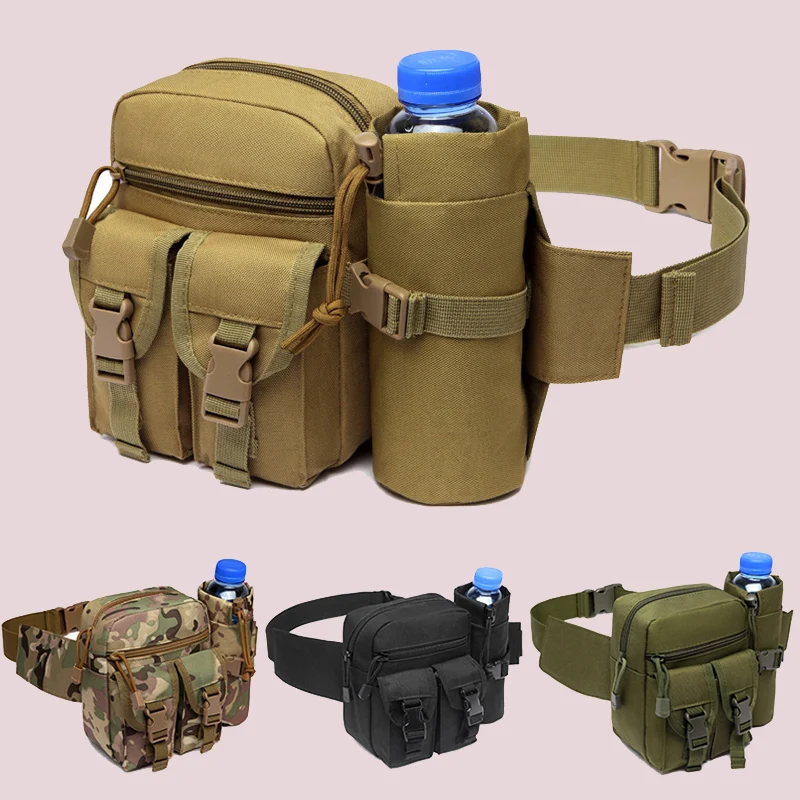 

Tactical Men Waist Pack Nylon Hiking Water Bottle Phone Pouch Outdoor Sports Hunting Climbing Camping Belt Bag Multi-function
