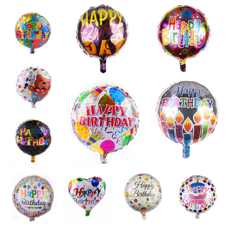 

18 inch round birthday aluminum film balloon happy birthday letter ball birthday party decoration balloon wholesale