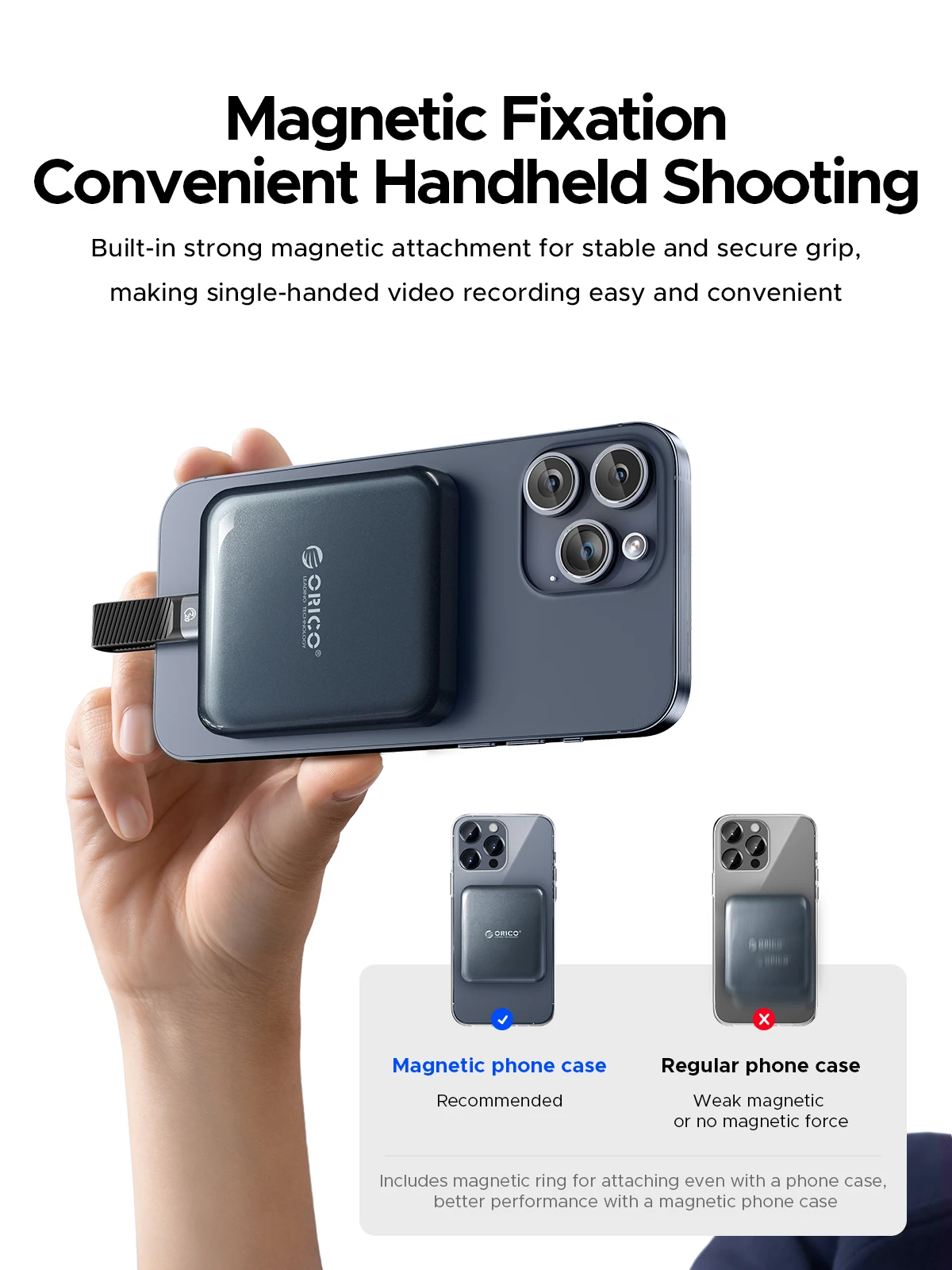 Магнитный портативный SSD ORICO USB3.2 20 Гбит/с поддержка видеозаписи 4K ProRes для iPhone 15 Pro