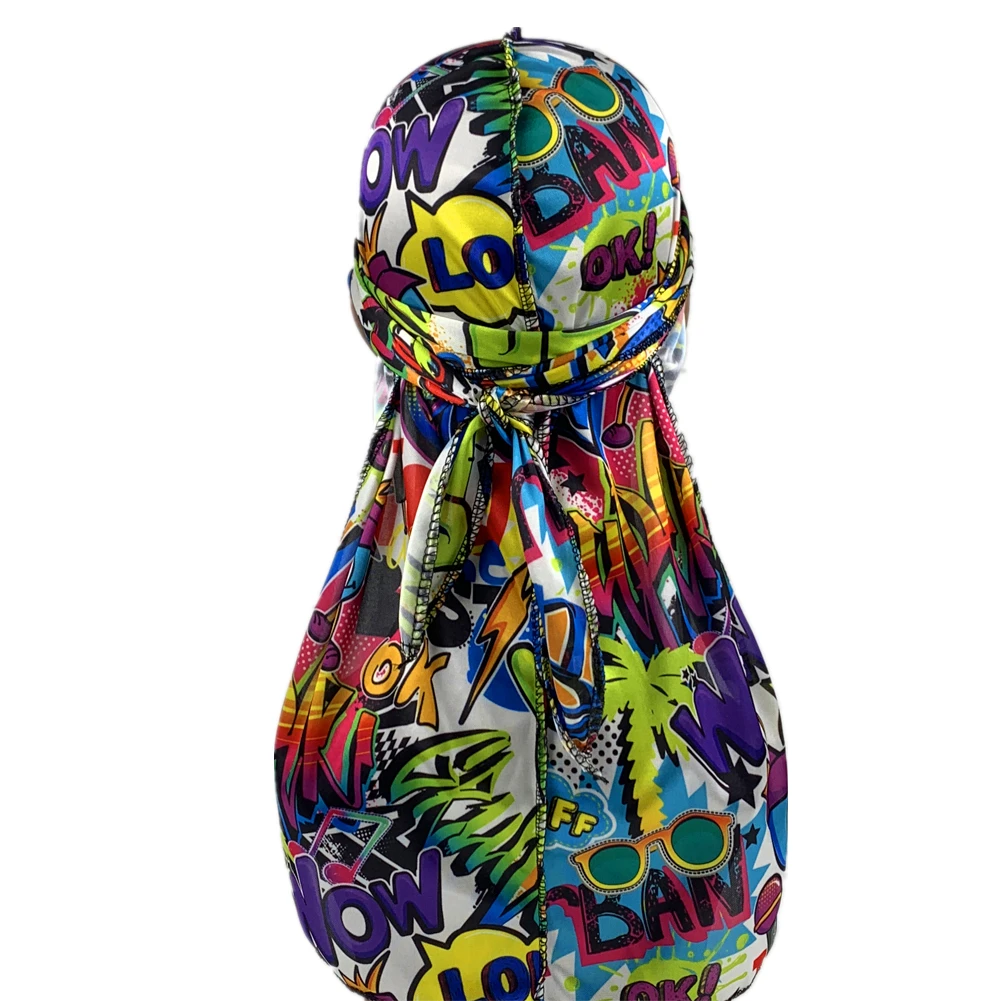 Шелковые банданы Durag для мужчин шелковые платочки с принтом граффити длинным