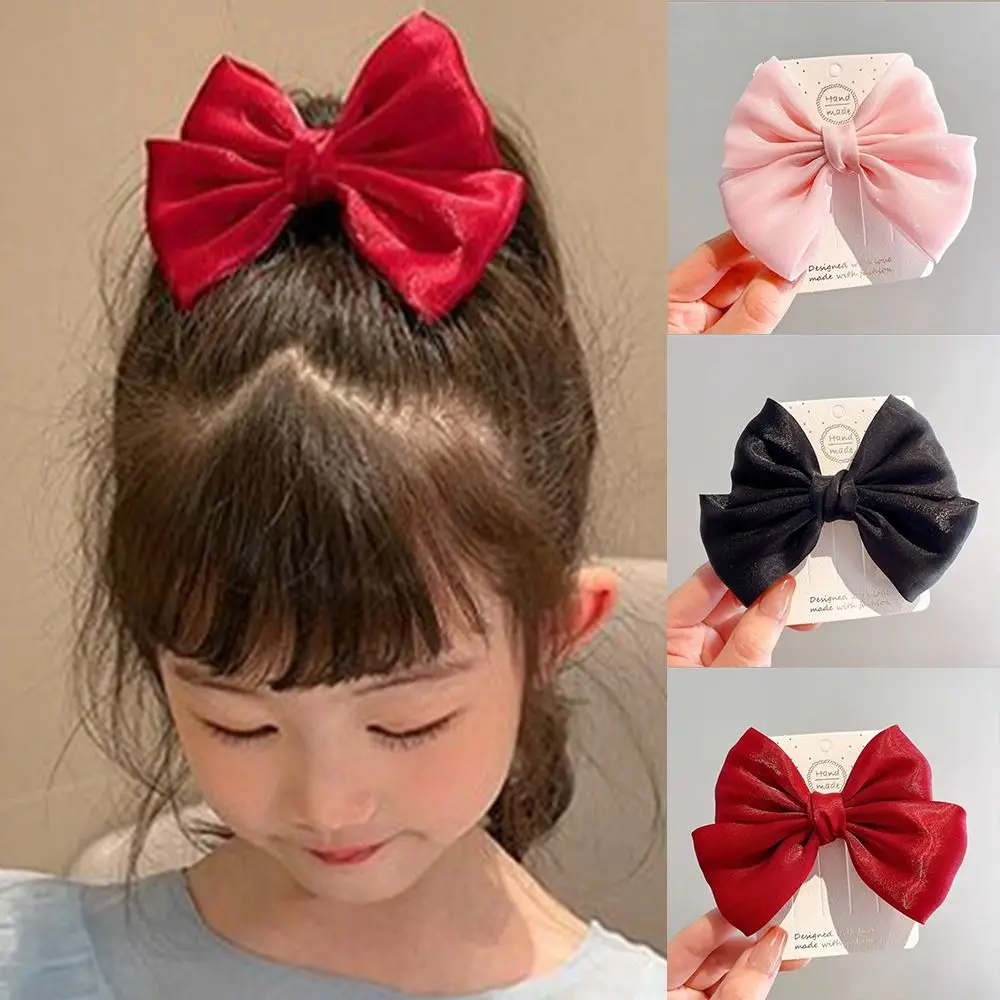 

Korean Style Stain Bow Hair Clip Hair Accessories Solid Color Children Barrettes Headdress Lolita Princess Duckbill Clip