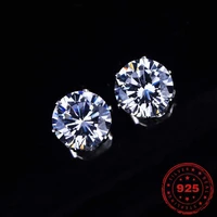 hoyon imported mosang diamond crown earrings platinum heart shaped zircon ear buckle s925 silver jewelry for woman