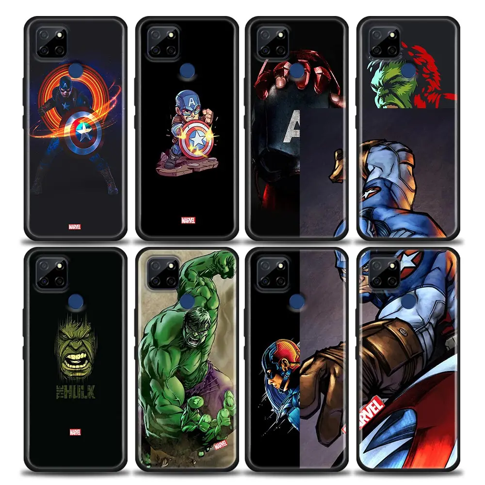 

Phone Case for Realme Q2 C20 C21 V15 8 Case C25 GT Neo V13 5G X7 Pro Ultra C21Y Silicon Cover Captain America Marvel Avengers