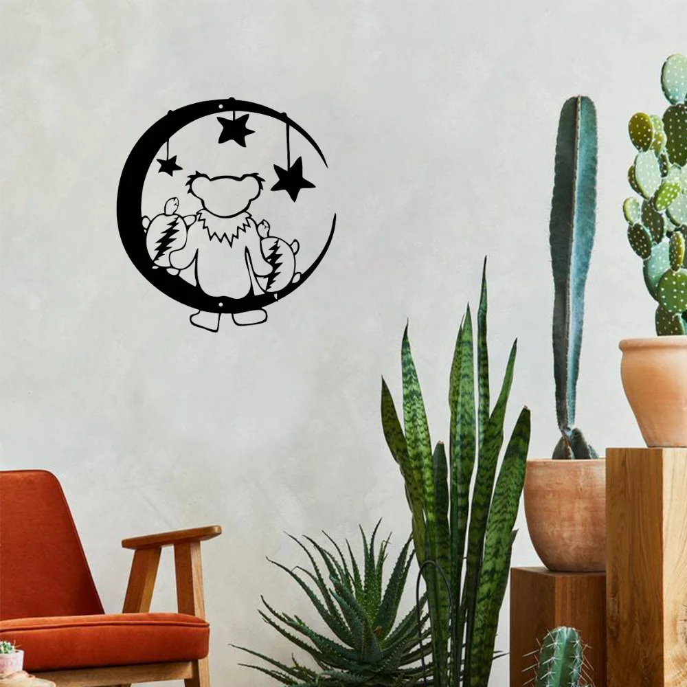 Уникальный Металлический Настенный Декор С Изображением Медведя И Луны -