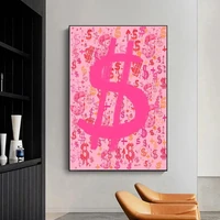 graffiti art pink dollar signs canvas painting modern posters prints wall art pictures for living room home decoration cuadros