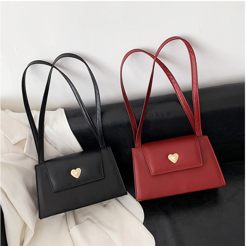 2023 Retro Women Portable Small Square Shoulder Bags Red Wine Ladies Underarm Bag Vintage PU Leather Female Tote Purse Handbags