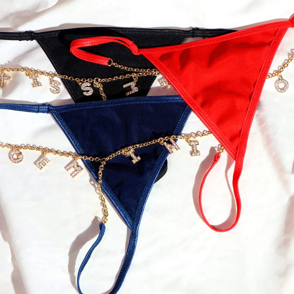 Сексуальные стринги с кристаллами надписью и именем пояс на талию для женщин