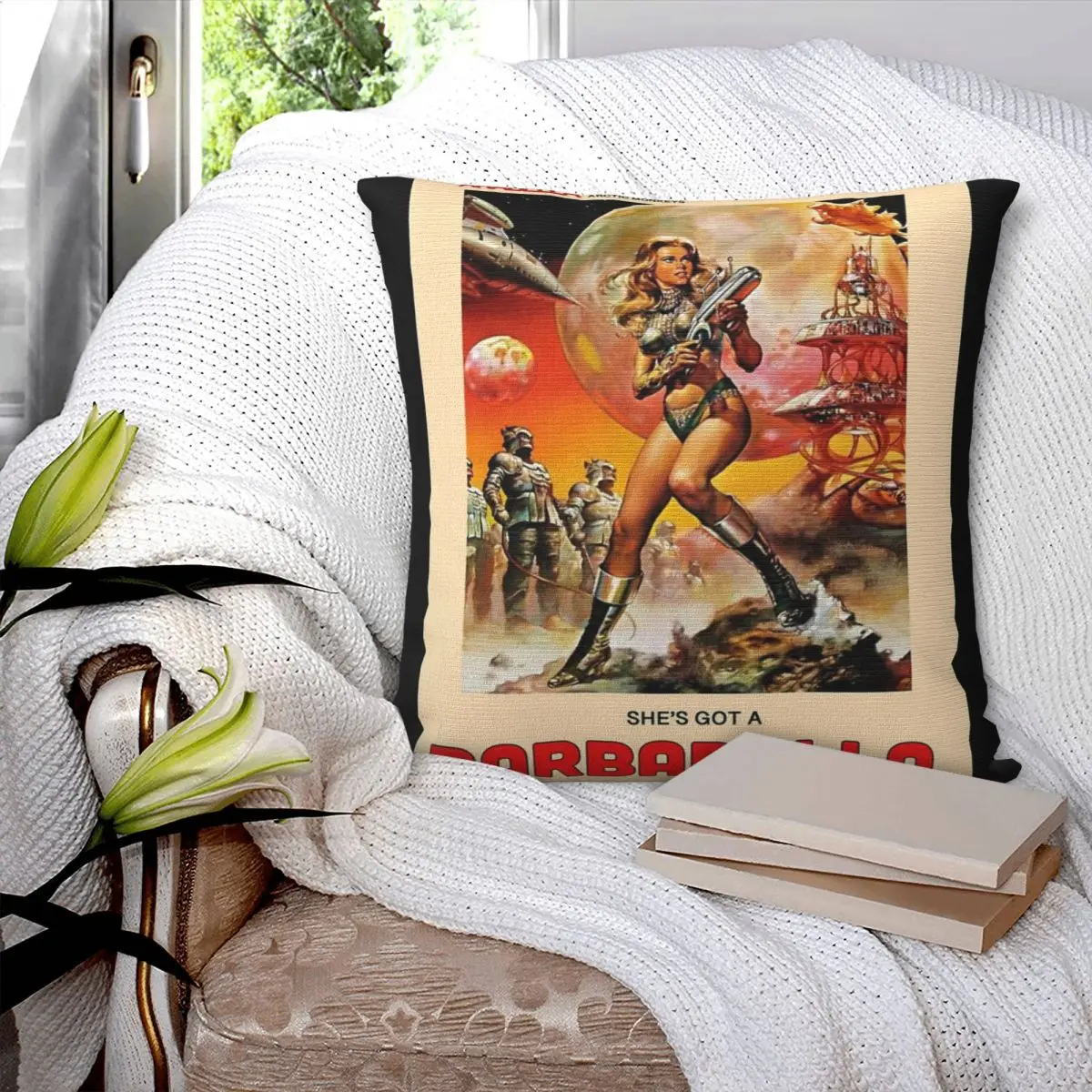 Серебристая наволочка для плавания с надписью She's Get A Barbarella-подушка Arabella чехол
