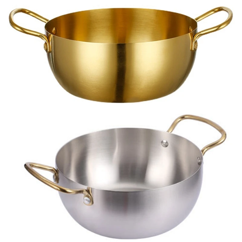 

Кастрюля из нержавеющей стали для лапши быстрого приготовления, маленький кулинарный горшок, горшок для морепродуктов, кастрюля с двумя уш...