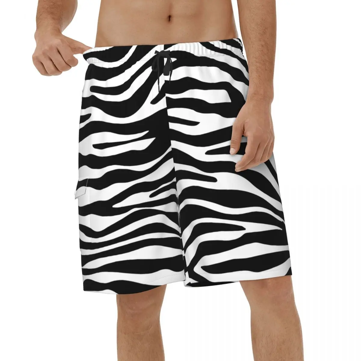 

Пляжные шорты с принтом зебры, летняя мужская пляжная одежда с текстурой кожи животных, мужские пляжные шорты
