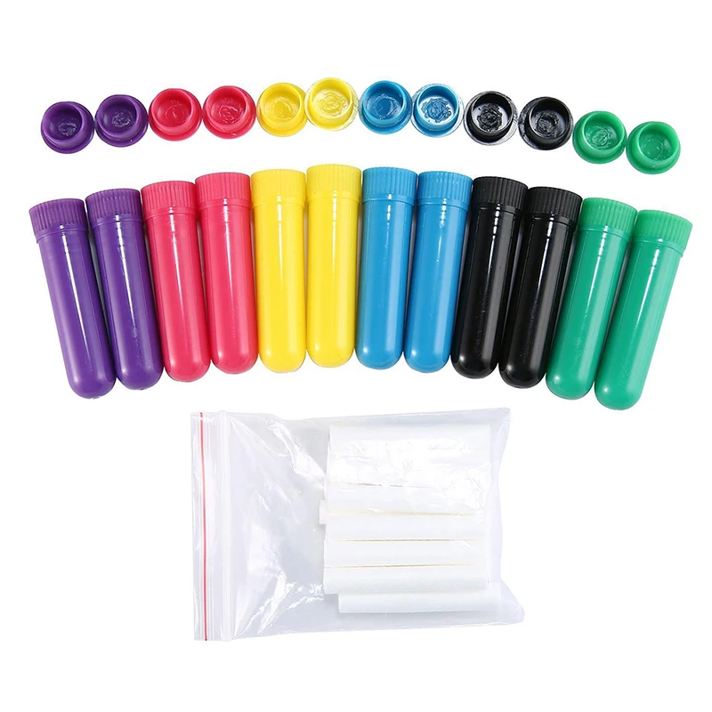 

10pcs Empty Nasal Inhaler Tubes Cotton Wicks Optional colorful Portable Essential Oil blank nasal aromatherapy inhalers Sticks